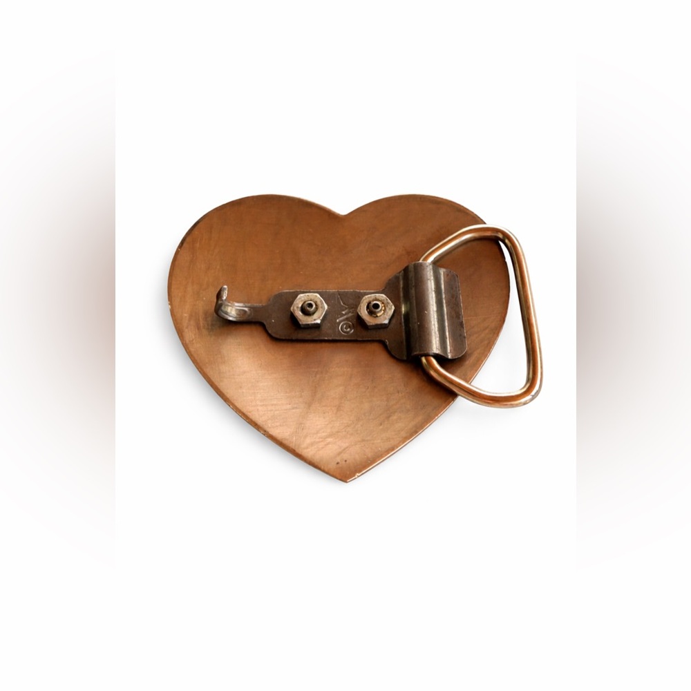 Western Heart Belt Buckle Turquoise Inlay 2.25” 🤎 Fits 1.25” Slim Belt - Picture 3 of 4